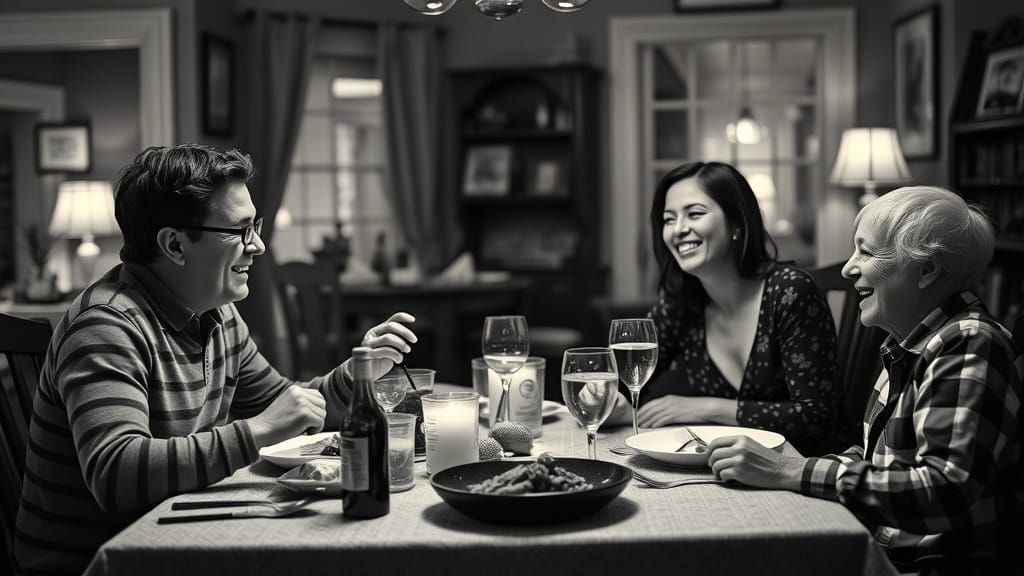 Cozy Family Dinner in Warm Tonal Range