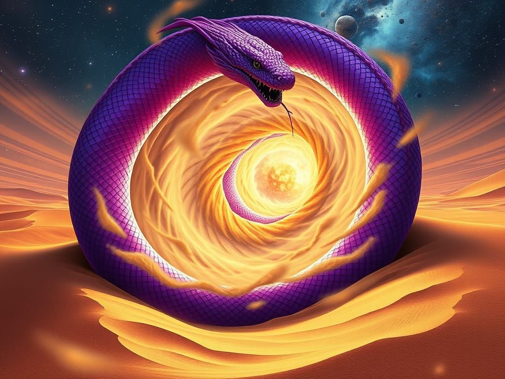 Ethereal Serpent Conjures Cosmic Portal in Swirling Desert V...