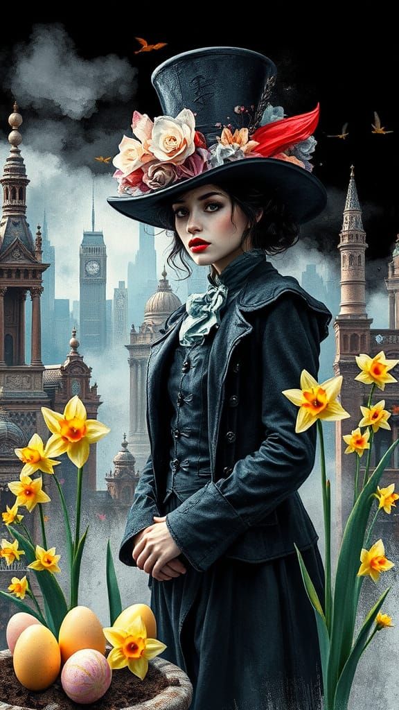 Victorian Magician Amidst Whimsical Gotham Easter Celebratio...