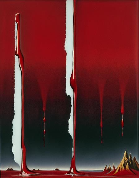Surreal Dripping Blood Line in Salvador Dali Style