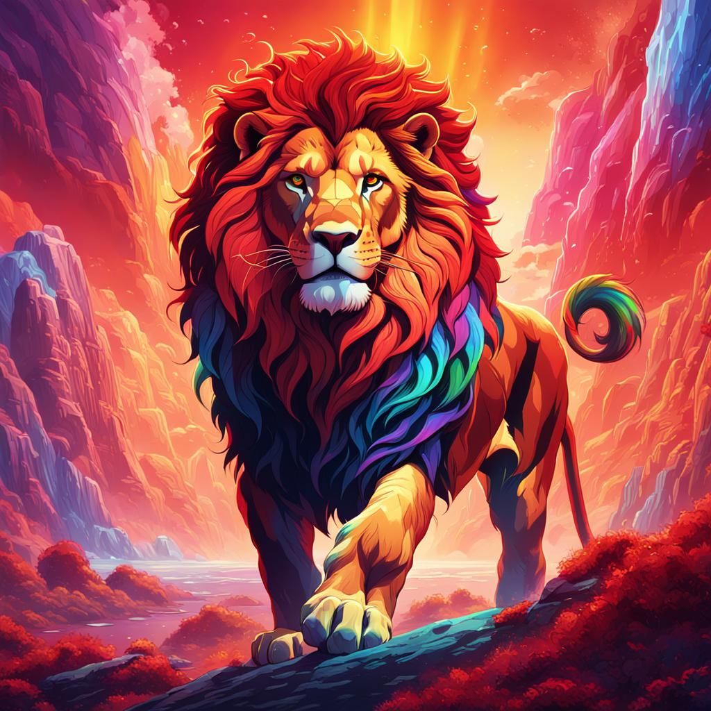 Rainbow Maned Lion Graphic Novel Art