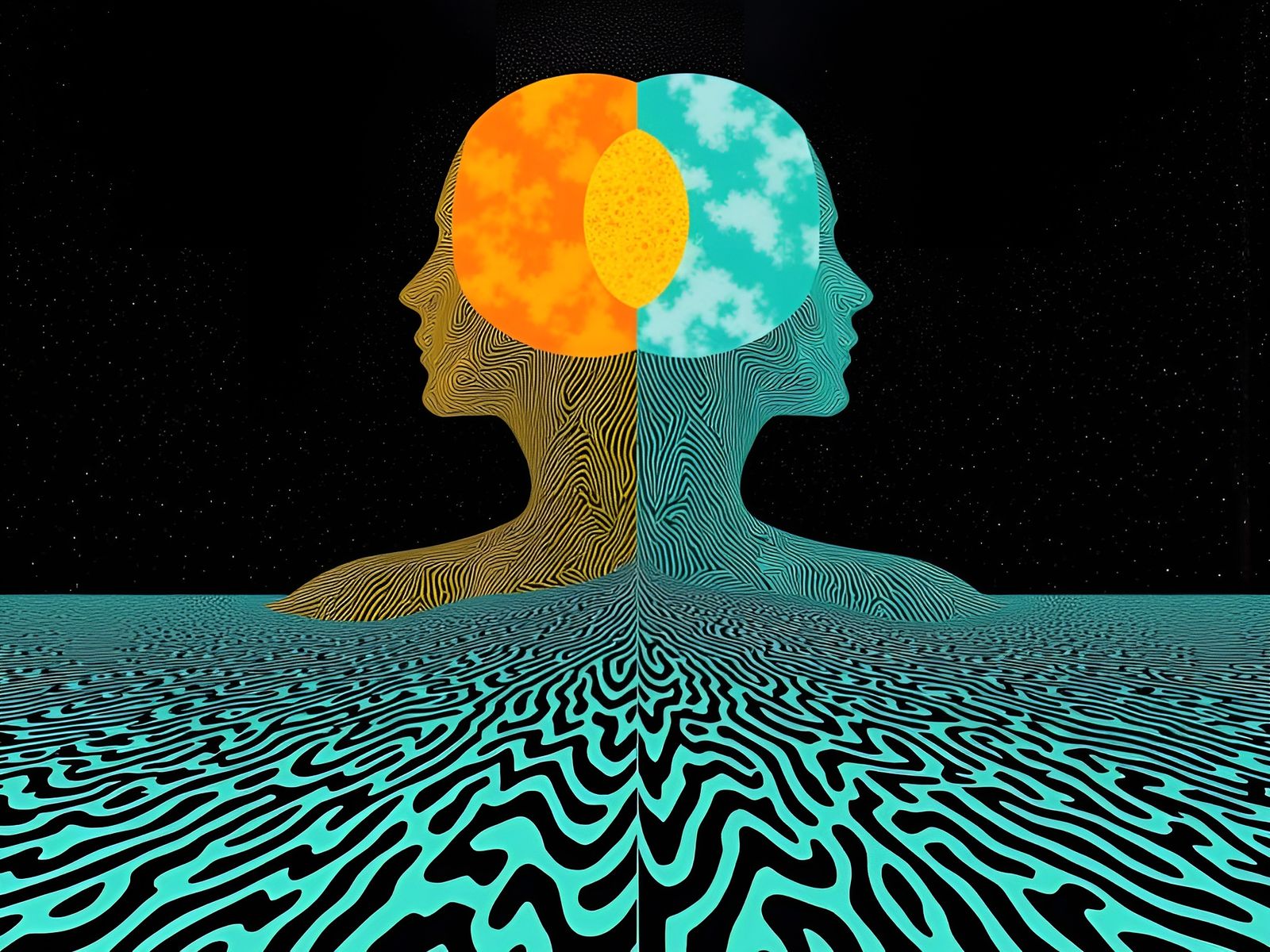 Abstract Death in Omicron Deep Split Halved Seafoam and Star...