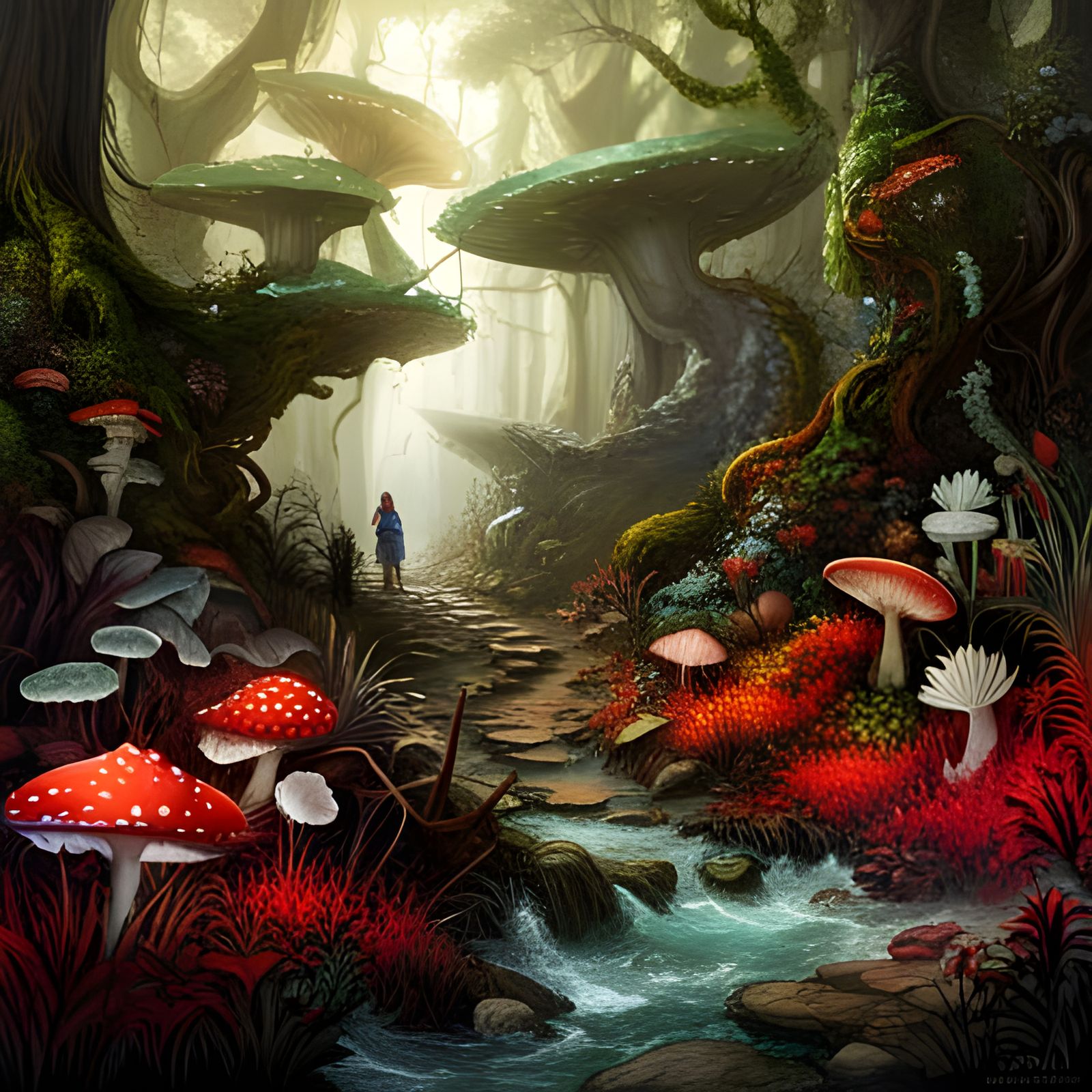 Enchanted Forest Path with Fairies, Fantasycore Art
