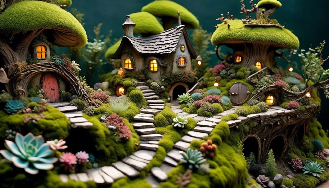 Enchanted Fairy Garden with Glittering Lights