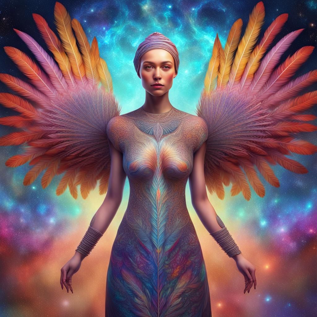 Feathered Woman: Holographic Astral Portrait