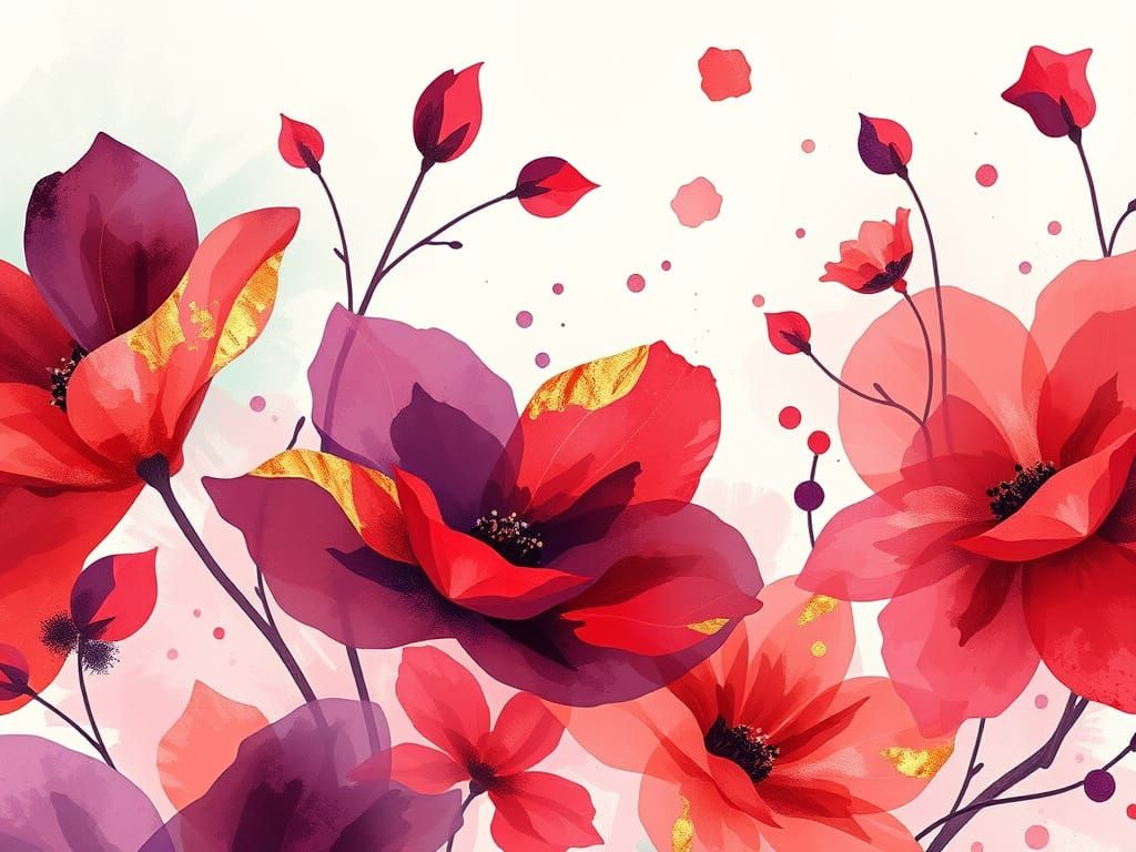Abstract Floral Art: Blossoms Dissolve into Colorful Swirls