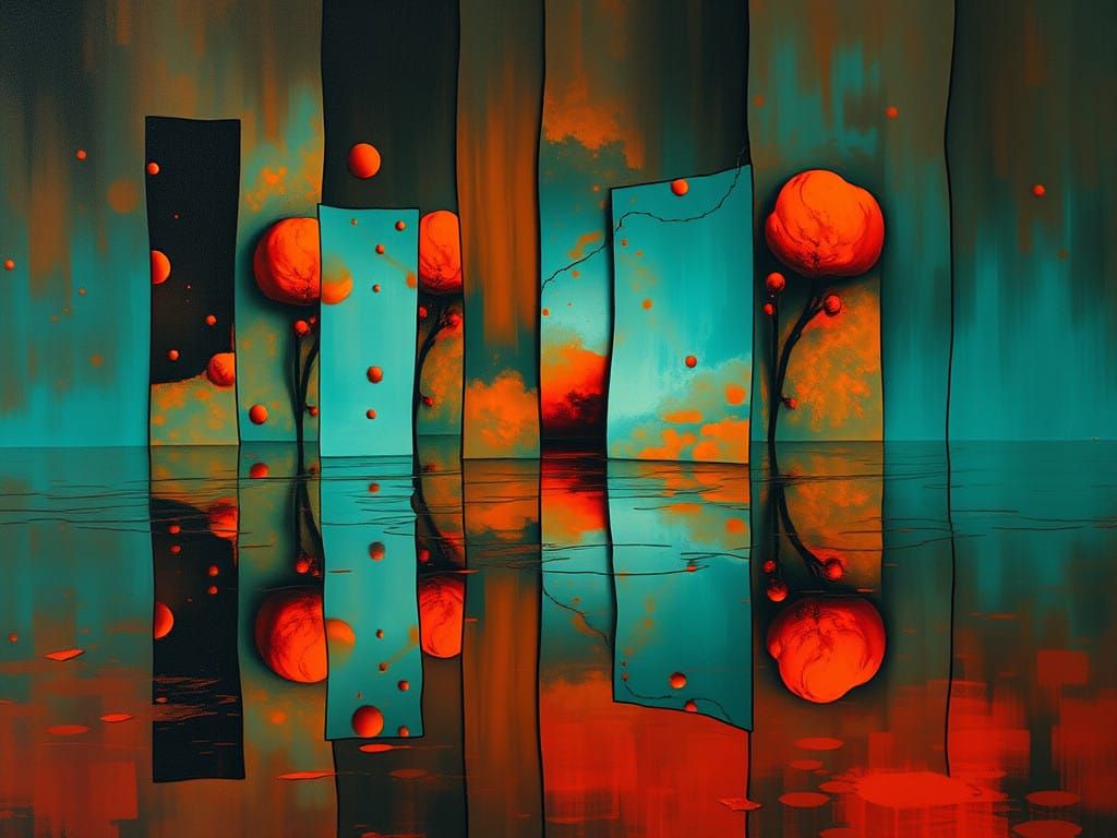 Dreamlike Fragmented Mirrored Reflections in Vibrant Colors