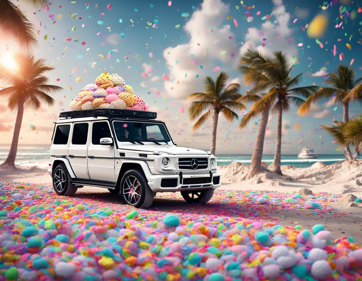 Miami Beach G-Class with Ice Cream and Confetti