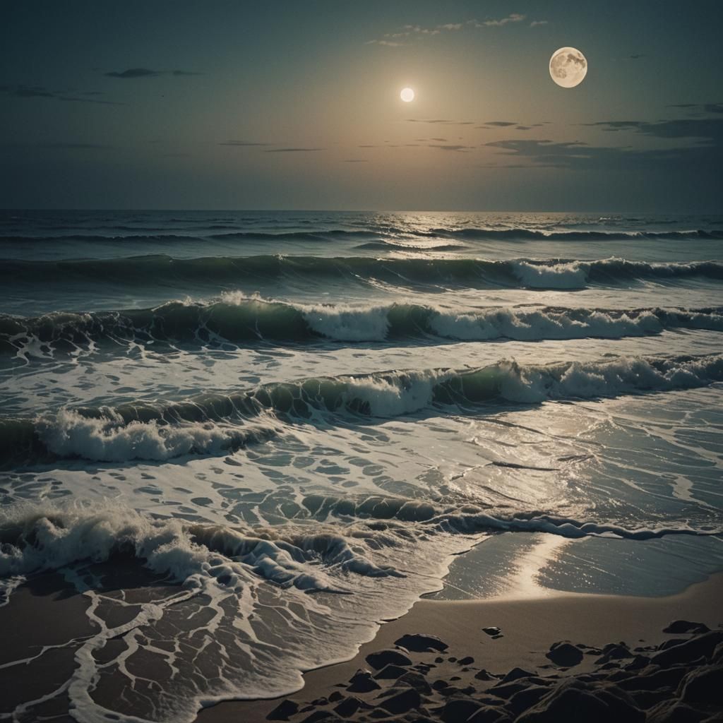 Dramatic Sea Waves Reflect Heartbreak Under Full Moon