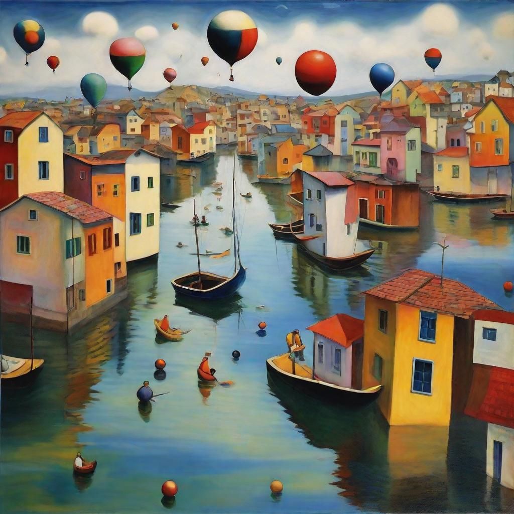 Surreal Floating Town Dreamscape in Photorealistic Style
