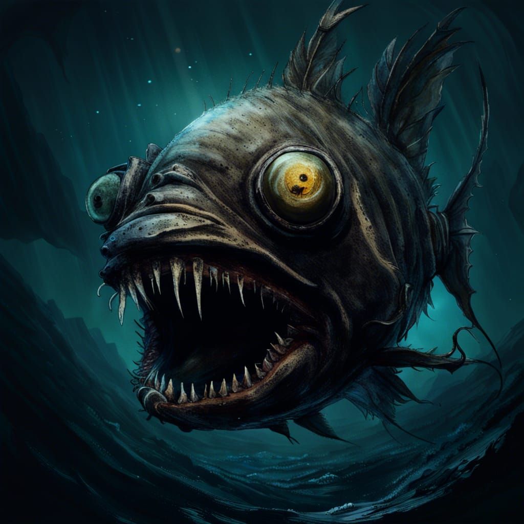 Creepy Anglerfish in the Deep Ocean