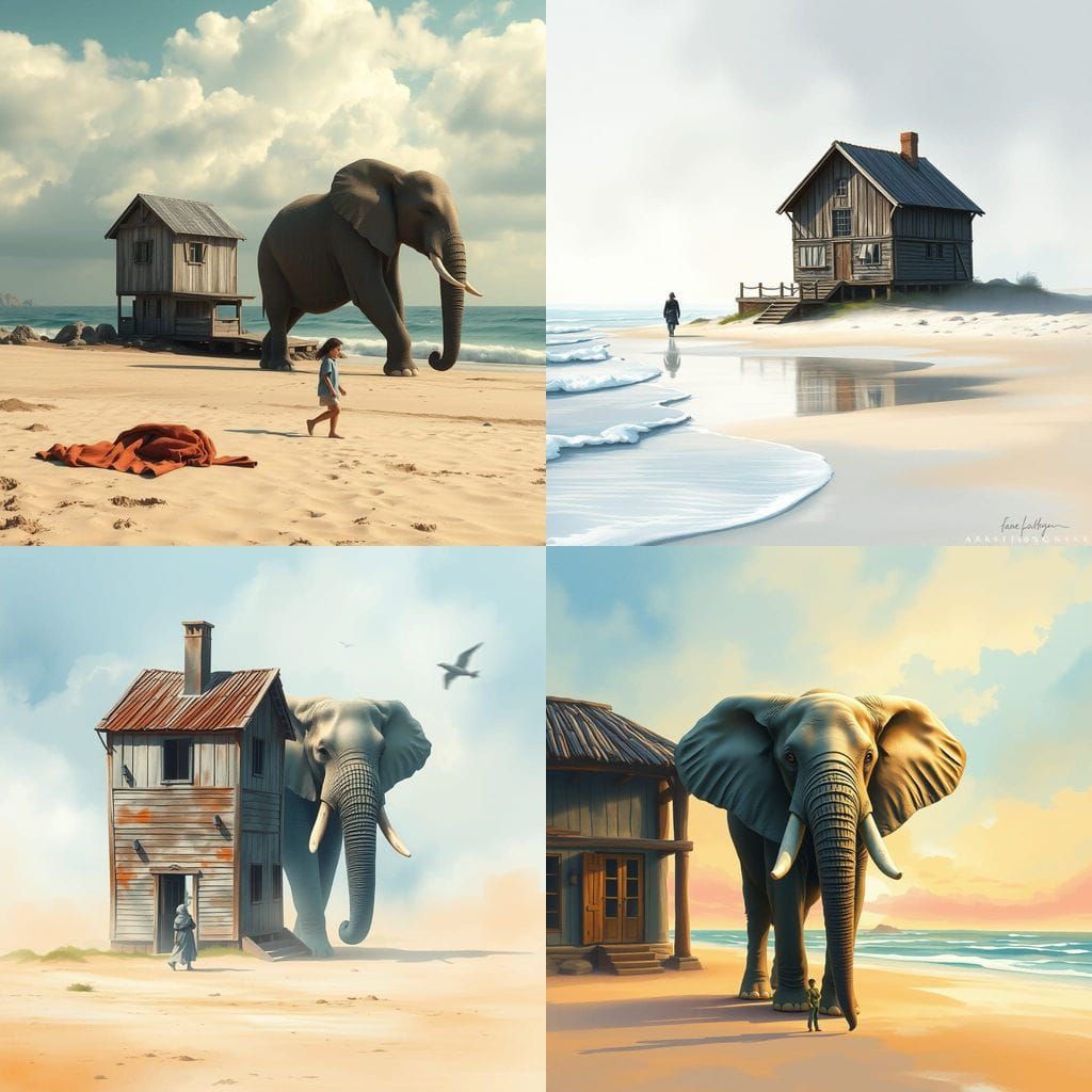 Ancient Beachside Abode in Vibrant Watercolor
