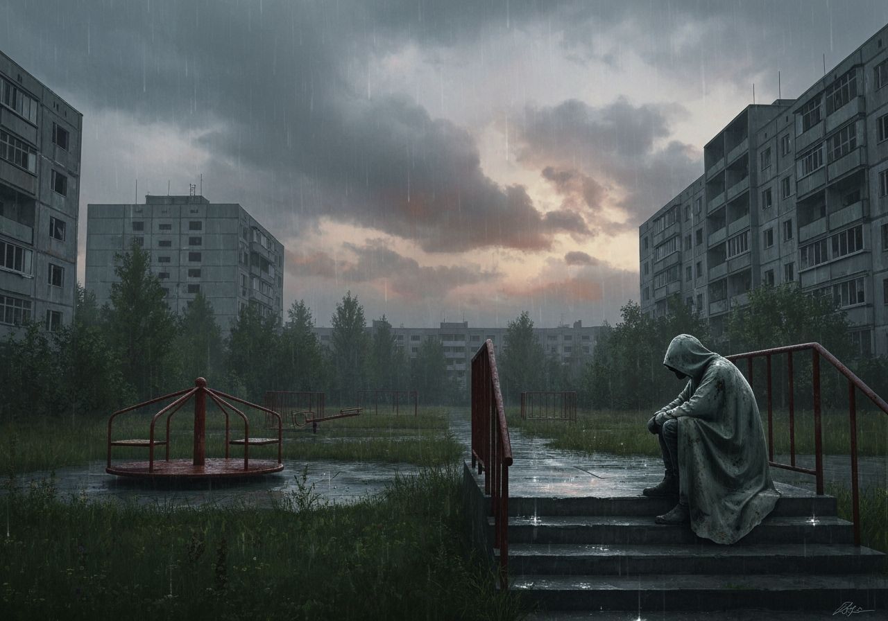 Solitary Stalker in Overgrown Pripyat Playground
