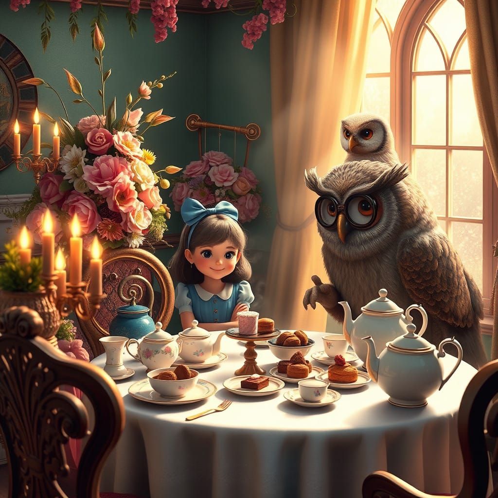 Alice in Wonderland Tea Party, Digital Matte Painting