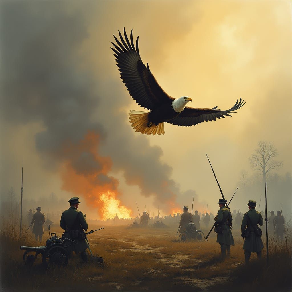 Eagle Soars Over Ominous German Military Camp in a Romantic ...