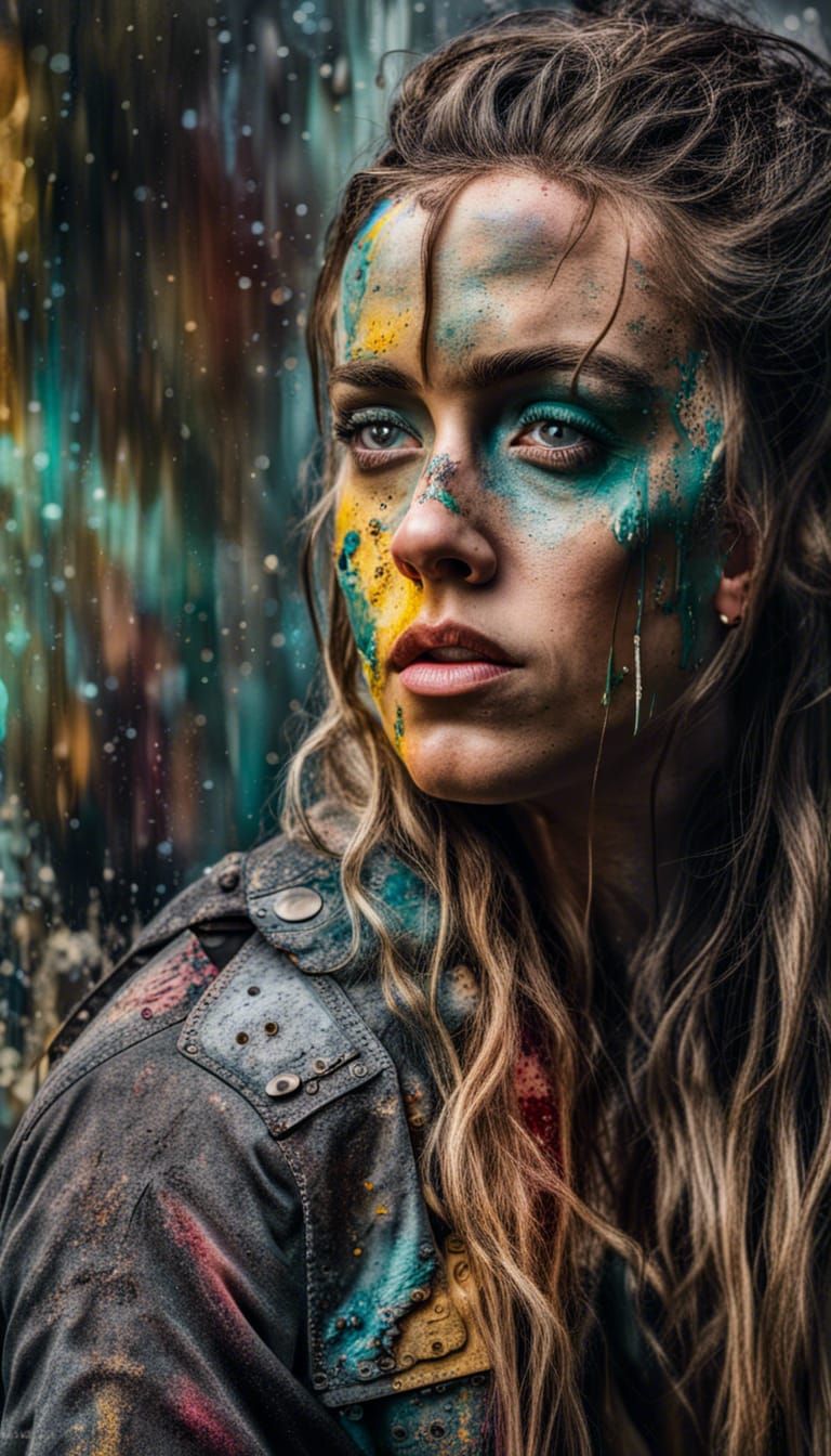 Grunge Portrait with Distressed Background