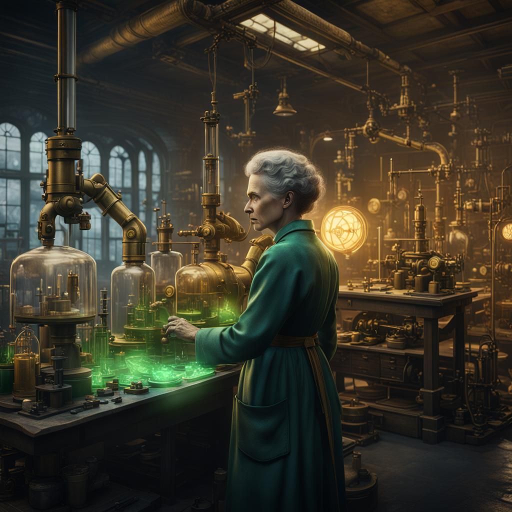 Marie Curie Researching Radioactivity: Detailed Matte Painti...