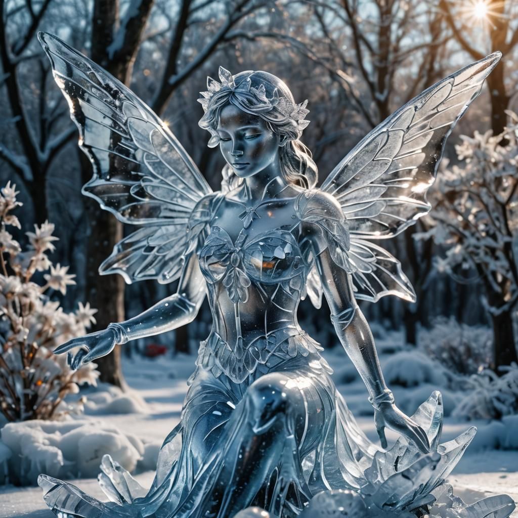 transparant ice masterpiece art ice statue of a full body ic...