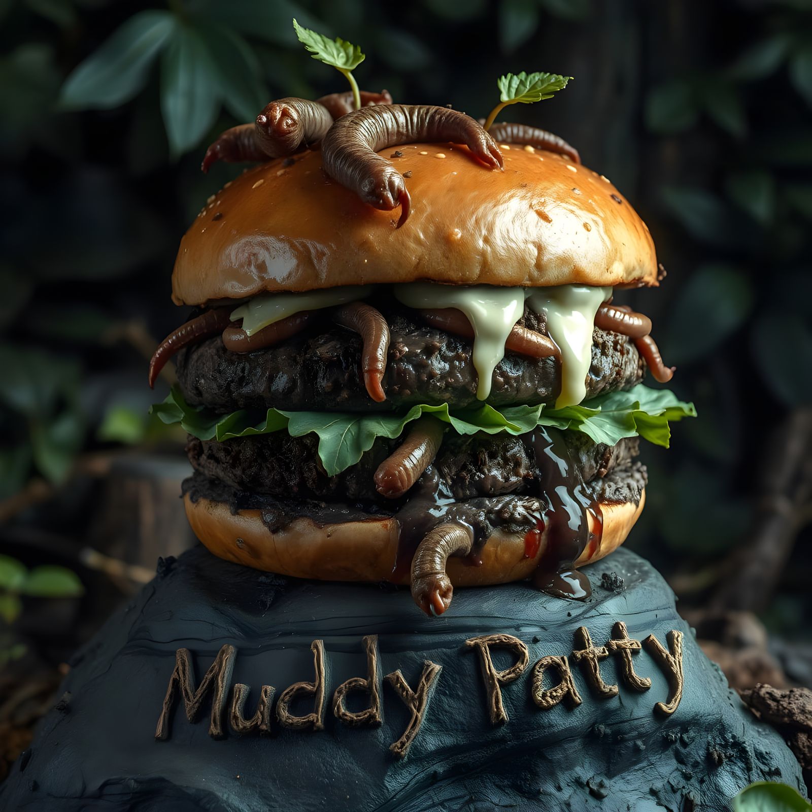 Grotesque Mud Burger in Dark Jungle