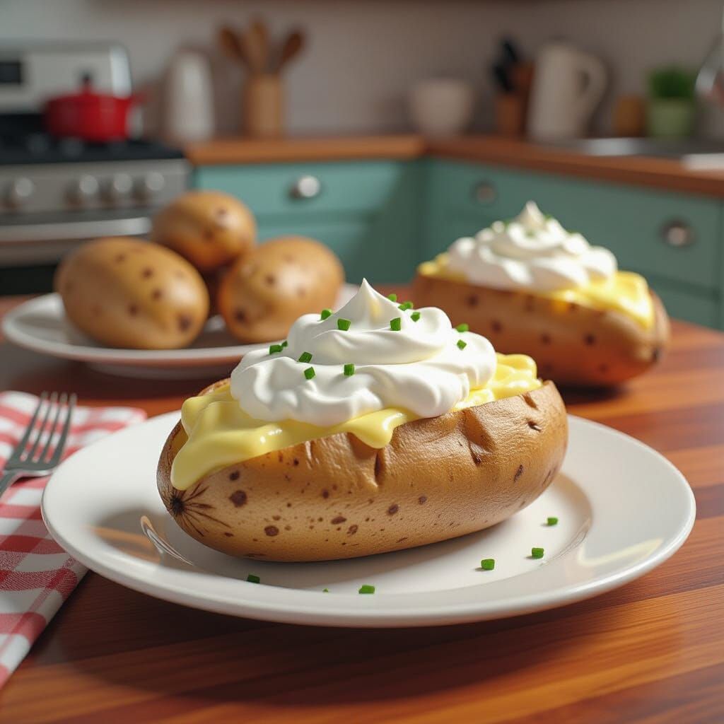 Hyperrealistic Baked Potato with Comic Book Style
