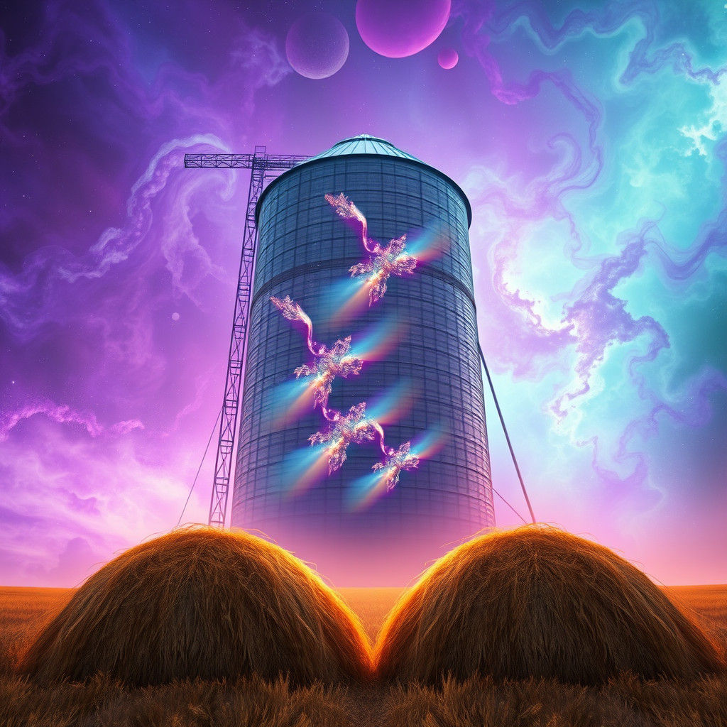 Nebula Grain Silo in Psychedelic Concept Art Style