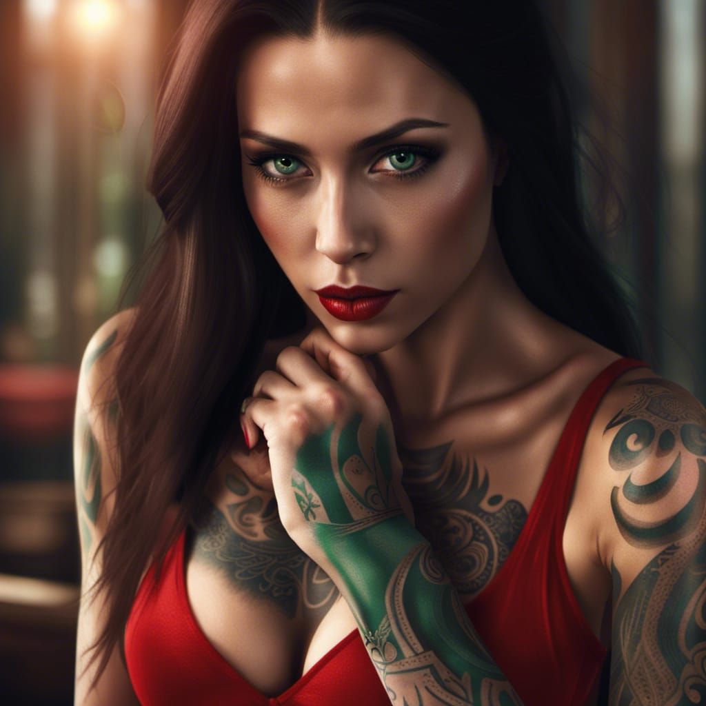 Gorgeous Woman with Tattoos: Dark Fantasy Concept Art