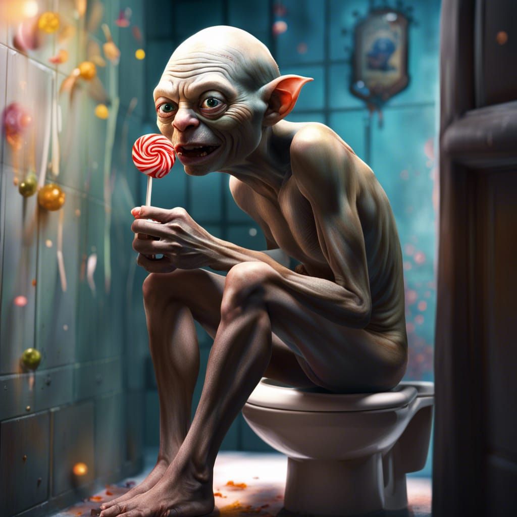 Gollum's Unexpected Lollipop Break: Hyperrealistic Fan Art