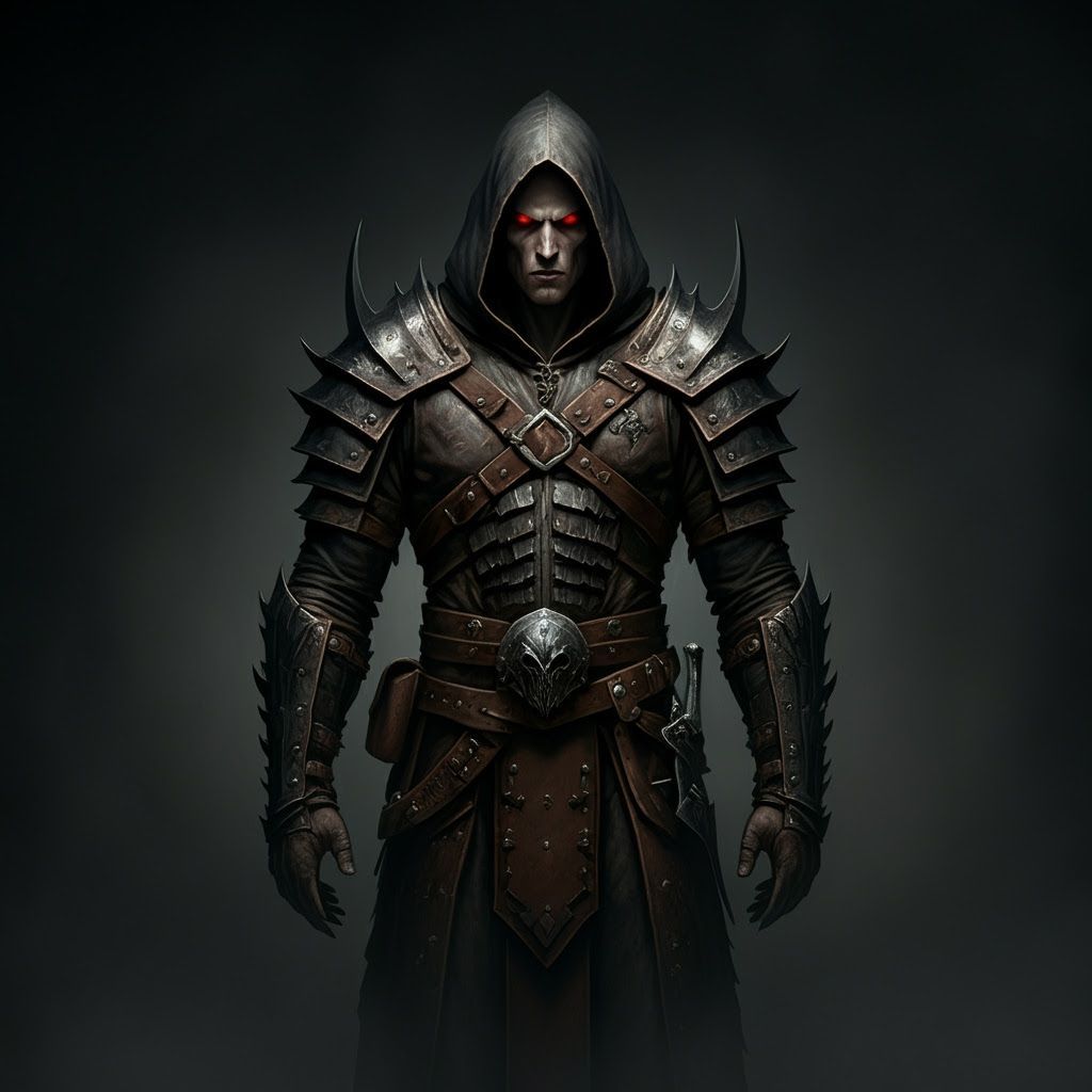 Grimdark Figure Clad in Leather Armor