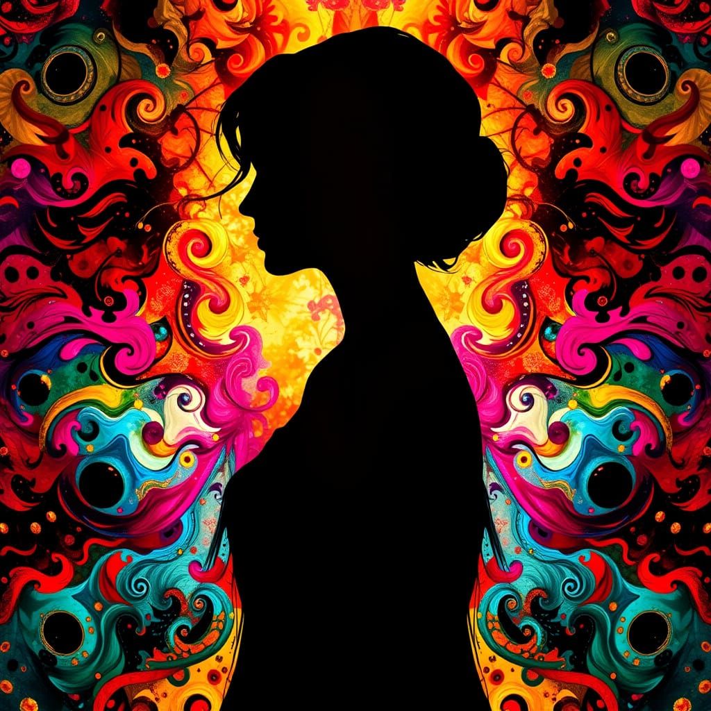 Surreal Silhouette Portrait in a Dreamlike, Golden Aesthetic