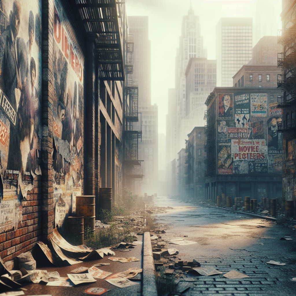Abandoned Cityscape with Vintage Posters