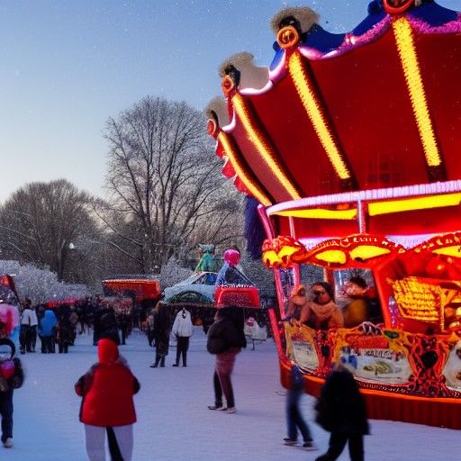 Winter Carnival Scene with Festive Atmosphere