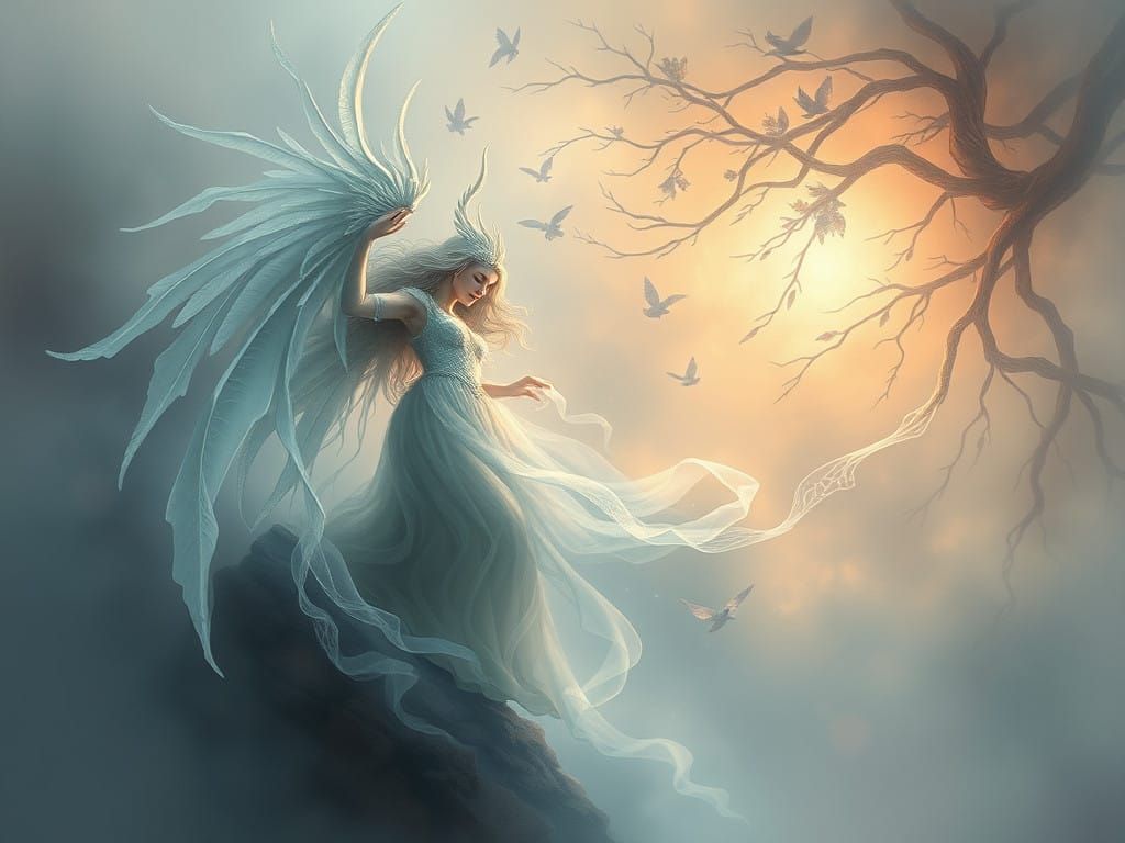 Ethereal Fantasy Scene in Soft Hues