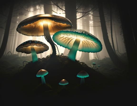 Mystical Forest: Jellyfish and Toadstools in Digital Matte