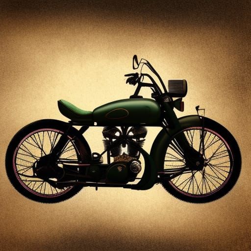 1930s Indian Motorcycle on Street, Hyperrealistic Splash Art