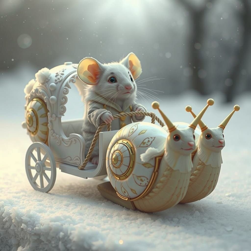 Fuzzy Mouse in Victorian Coach, Pulled by Rainbow Snails in ...
