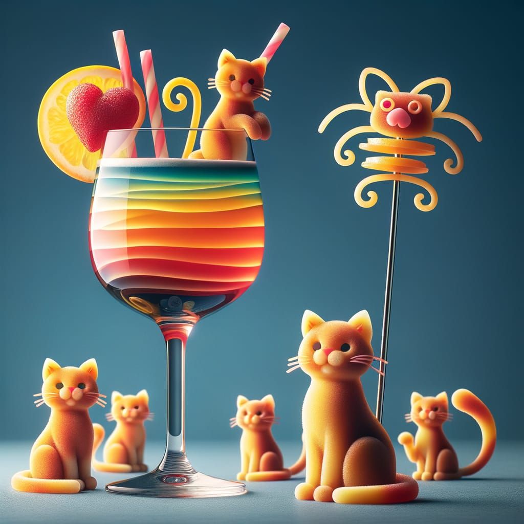 Whimsical Feline-Inspired Cocktail Art