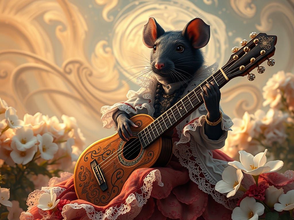 Majestic Black Rat Performs Flamenco on Gypsy Guitar in Whim...