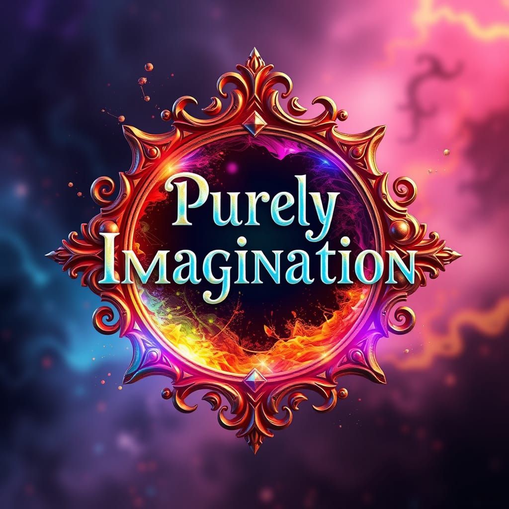 Vibrant Fantasy Logo with Intricate Ornate Border