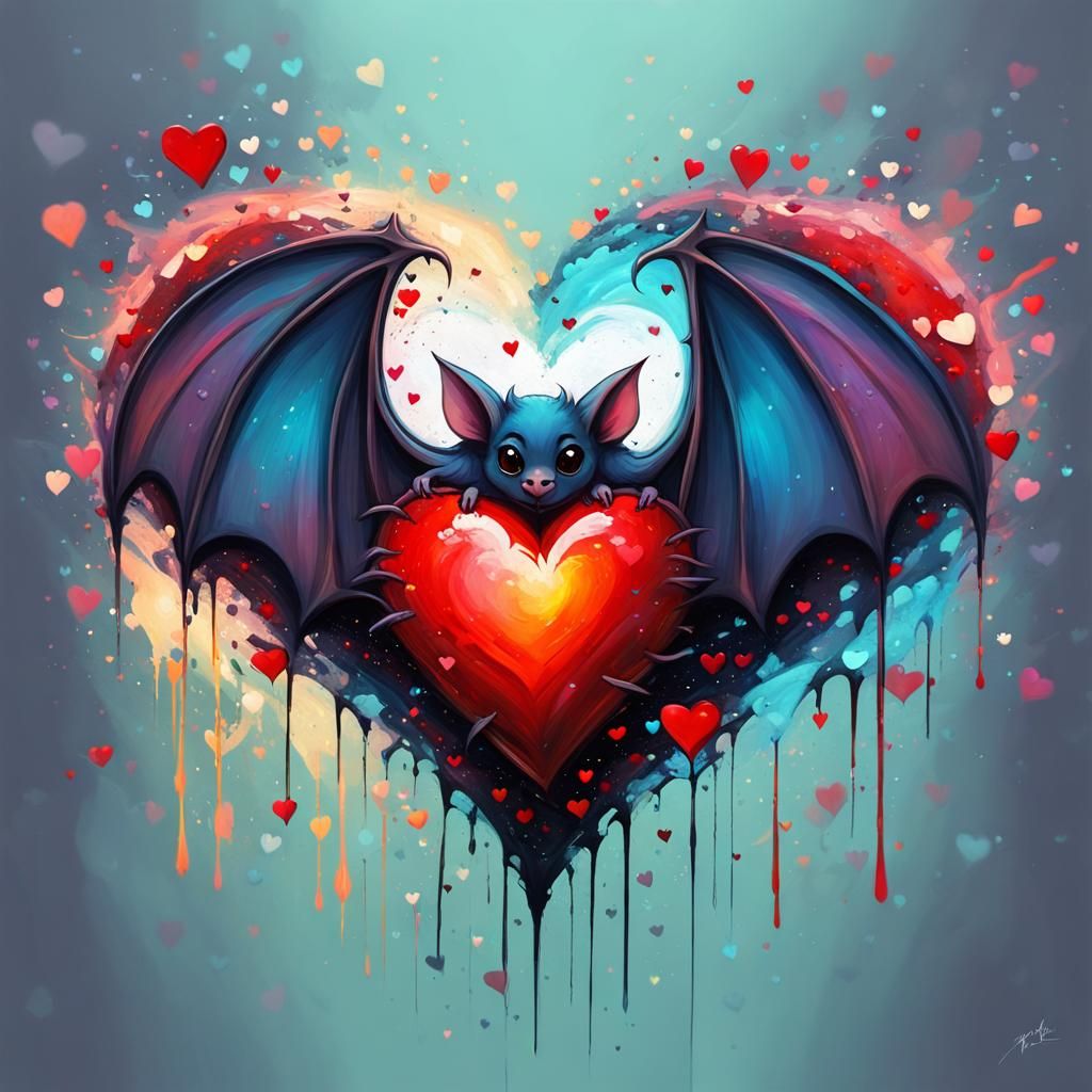 Cute bat and a heart
