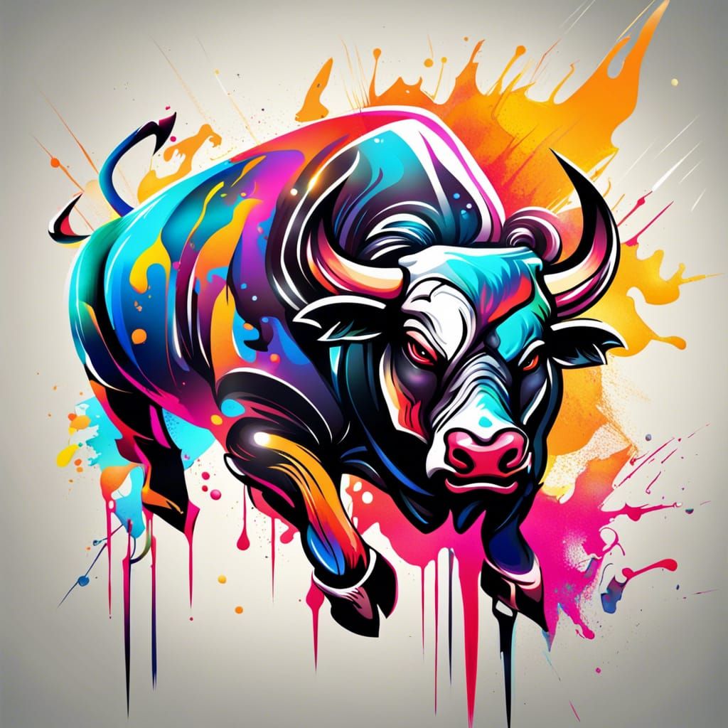 Aggressive Bull App Logo in Graffiti Art Style