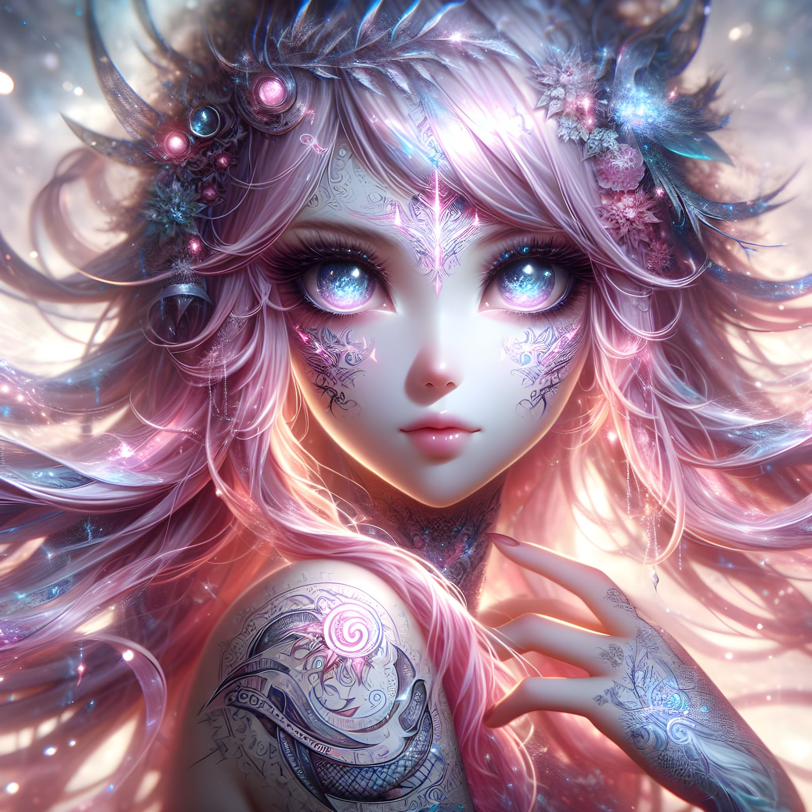 Ethereal Anime Goddess Radiates Mystical Energy