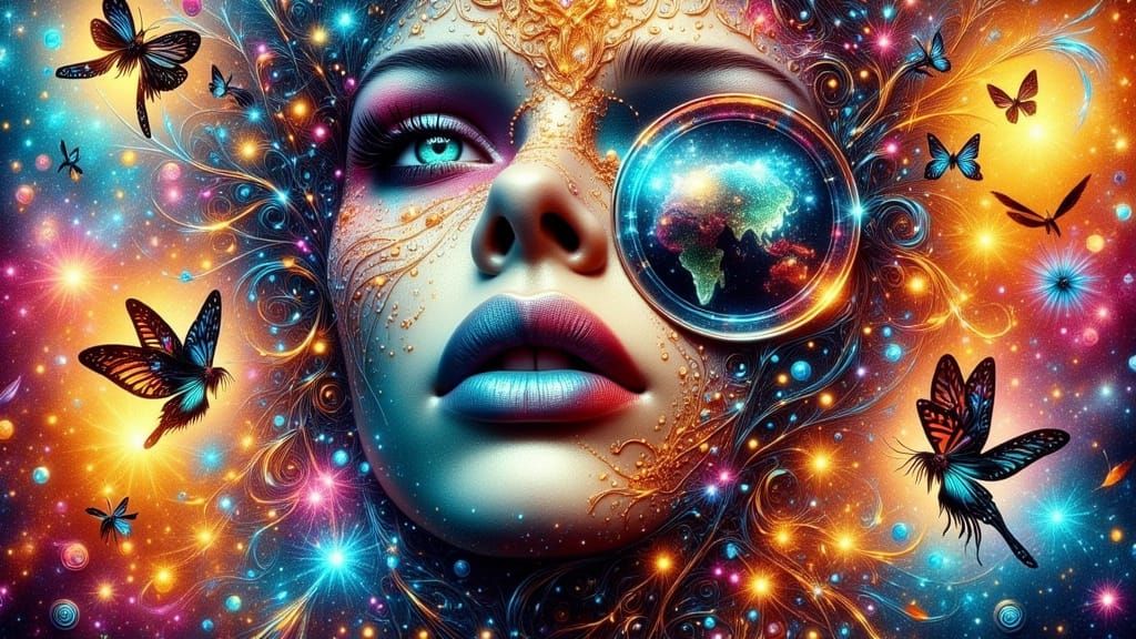 Vibrant Mystical Street Art in High Contrast