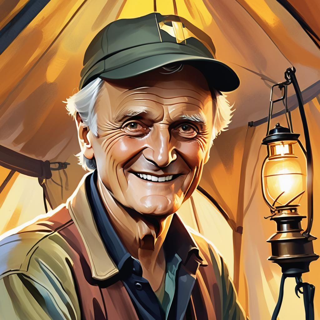 Doctor's Portrait in Medical Tent with Lantern
