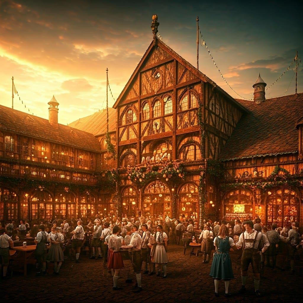 Vibrant Oktoberfest Celebration in Photorealistic Digital Ar...