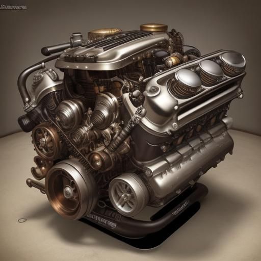 Steampunk Dodge Challenger Engine Design