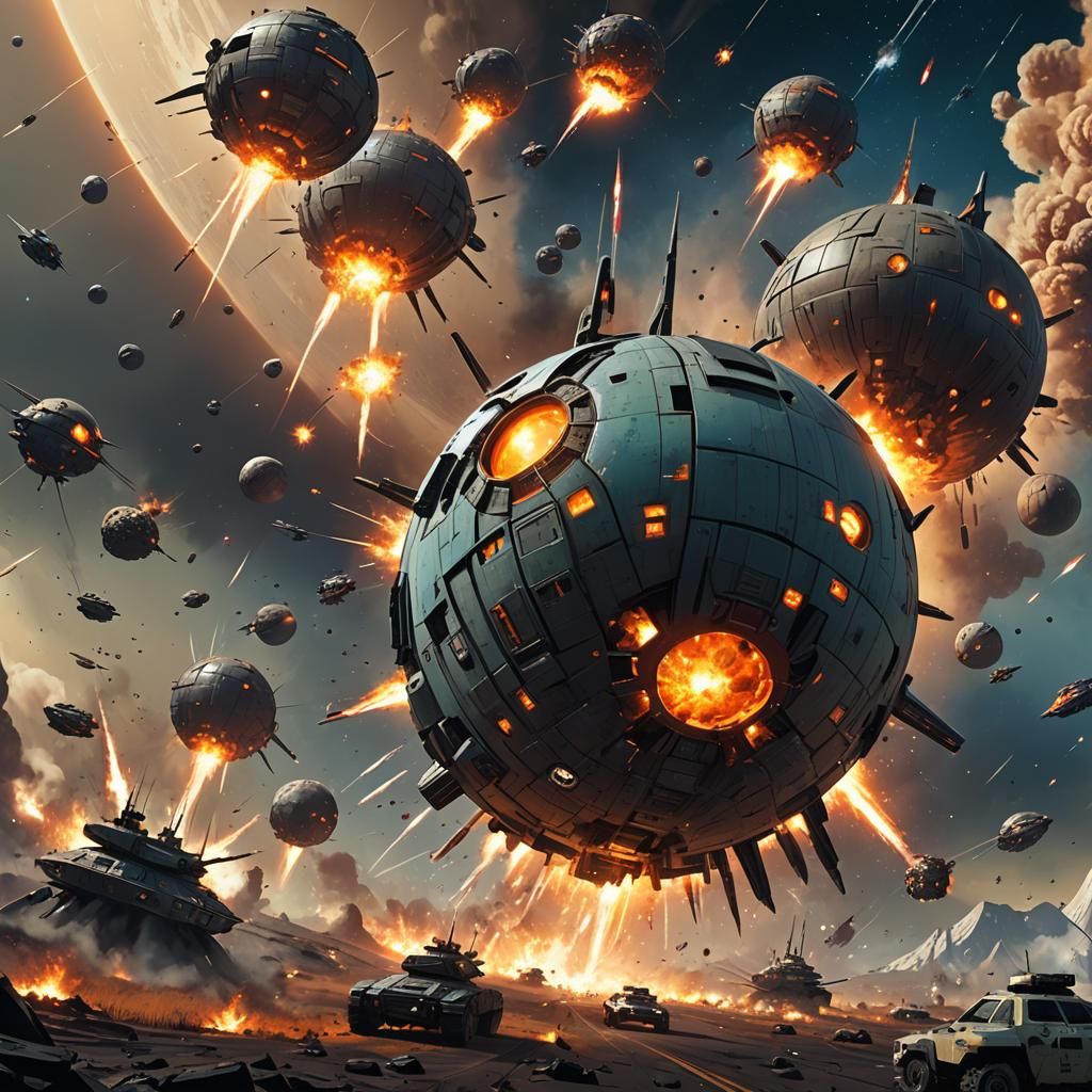 Cinematic Sci-Fi Fleet Bombards Planet