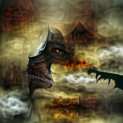 Dragonborn Figure in Gothic Digital Art Style