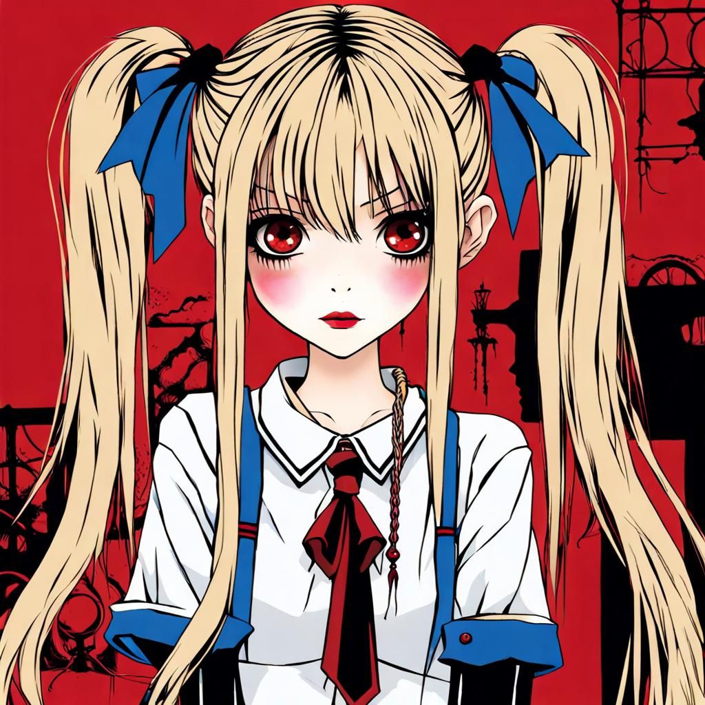 Hyperrealistic Portrait of Misa Amane in Punk Fashion