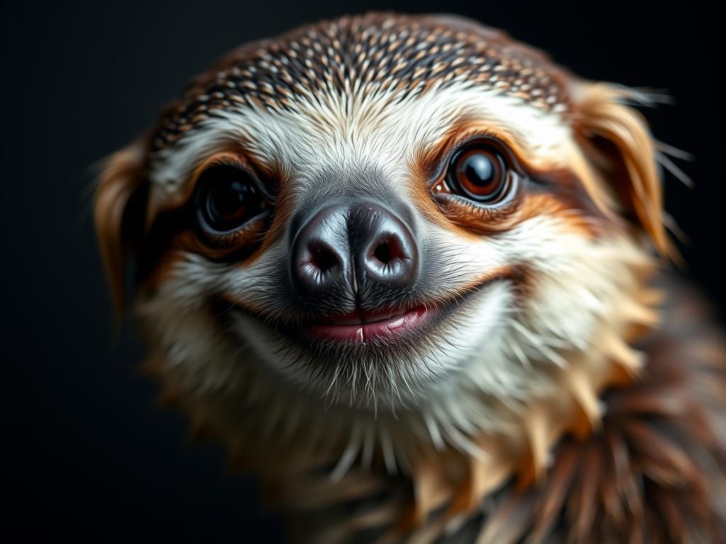 Smiling Sloth Studio Portrait