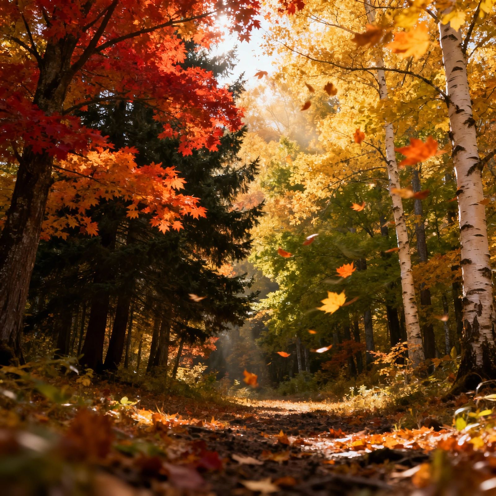 Autumn Forest Aglow with Vibrant Colors
